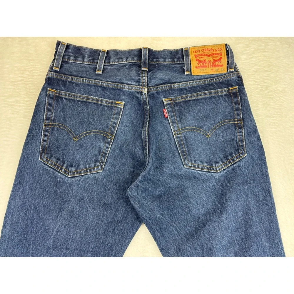 Levis 517 Mens 32x32 Bootcut Jeans Dark Indigo Western Wash Vintage Style Denim